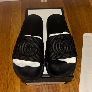 Gucci Quilted Black Slide Sandals